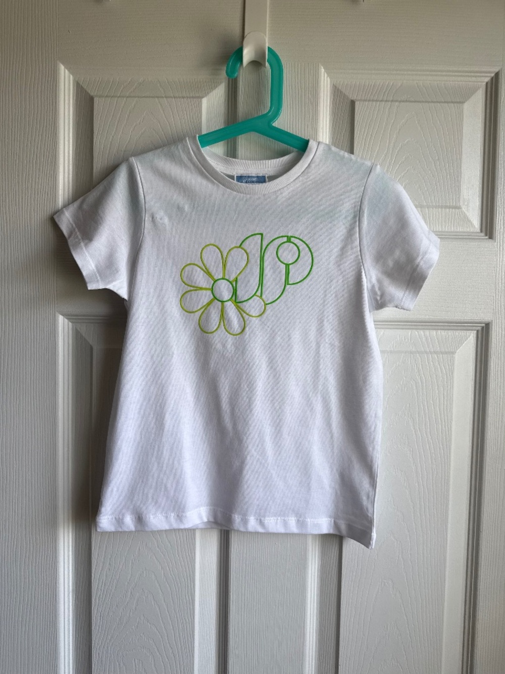 NWT Jacadi Paris Girls White Organic Cotton Flower Graphic T-Shirt Size 8A